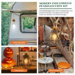 Industriële henneptouw hanglamp met stekker, E27 retro lamphouder met kabel 510 cm, vintage hanglamp kit met schakelaar, zwart metalen hanglamp lampenkap, doe-het-zelf lampbouwset