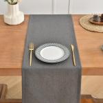 Tischläufer aus Kohlengrau Leinen, 230cm lang, maschinenwaschbar, rustikaler Bauernhaus-Tischläufer für Essen, Feiertage, Partys und den täglichen Gebrauch(Kohlengrau, 230cm)