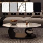 Luxuriöser Couchtisch aus Marmor mit goldfarbener Metallhalterung für Wohnzimmer, elegantes Design, leicht zu reinigen