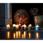 Spaas Stompkaars rustieke stomp kaars meerdere kleuren - in voordeelverpakking, mooi cadeau voor Kerstmis), rustieke look (6,8 cm Ø x 13 cm hoog, warm bruin)