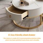 Runde Couchtische, modernes Couchtisch-Set mit 2 Stück und Gold-/schwarzem Stahlrahmen – stilvoller Satz-Couchtisch für Wohnzimmer und kleine Räume – Tischplatte aus MDF-Mar