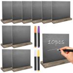 10 stuks leisteenbord om te beschrijven, mini-bord met houten standaard en 4 pennen, menukrijtbord, buffet, kleine , met houten standaard, tafelblad voor bar, café, verjaardag
