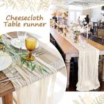 Tafelloper, 6 stuks beige kaasdoek, tafelloper, boho-gaas, kaasdoek, tafelloper, rustieke doorzichtige loper, tafelkleed voor boho, bruiloft, decoratie, verjaardagsfeest, 90 x 300 