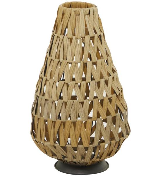 Plastic rotan handgemaakte kaars lantaarn, 11 "x 11" x 19", lichtbruin