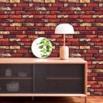 Rode Baksteen Kijken Zelfklevend Rol Schil en Plak Contact Papier Waterdicht Vinylfolie Muursticker voor Woonkamer Slaapkamer Decor 44.5x500cm