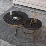 Moderne marmeren salontafel set met stevig metalen frame ruimtebesparende bijzettafels voor woonkamer en slaapkamer 24 & 18 inch diameter