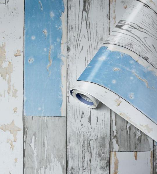 Perfect Fix Plakfolie, houtlook, shabby blauwe houtfolie, 67,5 cm x 2 m, dikte 150 μ, zelfklevende meubelfolie, decoratiefolie, geen luchtbellen, keukenfolie, pvc zonder ftalaten,