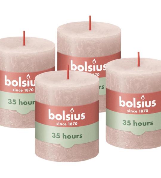 Rustik Stumpenkerzen - Rot - 4 Stück - 8 x 7 cm - Dekorative Haushaltkerzen - Länge Brenndauer 35 Stunden - Unparfümierte - Natürliches Pflanzenwachs - Ohne Palmöl