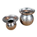 Vaas 2-delige set bloemenvaas pot pokalvaas decoratieve vaas aluminium zilver 19/21 cm