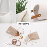 Wandvazen -Ellie- | hangende keramische bloempotten 3-delig | wanddecoratie voor kamer, balkon en tuin | crème (mat)