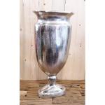 Vaas, bloemenvaas, pokalvaas, decoratieve vaas, aluminium, zilver, ovaal, groot, voor kunstbloemen en pampasgras, 53 cm