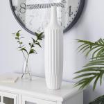 Keramische geometrische vaas, 9" x 6" x 14", wit