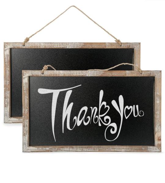 Krijtbord, 2 stuks, decoratiebord, schrijfbord, kinderbord, wandbord, houten bord voor rustieke bruiloftsteken, keuken, eetkamer en wanddecoratie (27 x 45 cm)