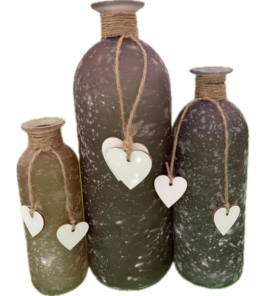 Decoratieve in 3-delige set van glas met hart bloemenvaas - gesatineerd glas