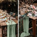 2Pack salbeigrün Käsetuch Tischläufer, rustikaler Gaze-Tischläufer 90*300CM Käsetuch Gaze Tischläufer, Käsetuch Boho Tischläufer für Hochzeit, Geburtstag, Party-Dekoration