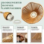 Retro houten hanglamp met stekker, industrieel henneptouw, set met schakelaar, E27-fitting met kabel, 4 meter, vintage lampenkap, voor woonkamer, balkon, gang, zonder gloeilamp