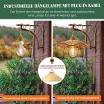 Moderne industriële hanglampenset met schakelaar, vintage geweven lampenkap met henneptouw, E27 retro lamphouder met kabel, 4 meter, henneptouw hanglamp met stekker, voor boerderi