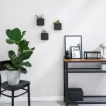 Alma Wandvazen, moderne hangende bloempotten voor aan de muur, 3-delige plantenpotset van hoogwaardig hars voor kamerplanten, kunstplanten, bloemen enz., zwart