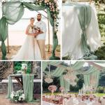 Tafelloper, 10 stuks saliegroene kaasdoek, tafelloper, boho-gaas, kaasdoek, tafelloper, rustieke doorzichtige loper, tafelkleed voor boho, bruiloft, decoratie, verjaardagsfeest, 90
