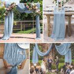 Tafelloper, 6 stuks blauwe kaasdoek, tafelloper, boho-gaas, kaasdoek, tafelloper, rustieke doorzichtige loper, tafelkleed voor boho, bruiloft, decoratie, verjaardagsfeest, 90 x 300