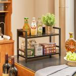2-Tier Spice Rack Industriële Counter Plank Desktop Opslag Organizer Staand Kruidenrek voor Aanrecht Keuken Kantoor Woonkamer Desktop Zwart TLJ002B