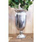Vaas, bloemenvaas, pokalvaas, decoratieve vaas, aluminium, zilver, ovaal, groot, voor kunstbloemen en pampasgras, 53 cm
