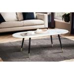 Salontafel, 120 x 60 x 41,5 cm, met marmerlook, wit, modern, design woonkamertafel met metalen frame, grote bijzettafel, woonkamer