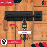 Deurgrendel links met hangslot, deurgrendel, boutgrendel, slotgrendel, schuifvergrendeling, gepoedercoat, deursluiting, 280 mm