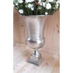 Vaas, bloemenvaas, pokalvaas, decoratieve vaas, aluminium, zilver, groot, voor kunstbloemen en pampasgras, 56 cm