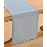 Tischläufer aus Staubiges Blau Leinen, 230cm lang, maschinenwaschbar, rustikaler Bauernhaus-Tischläufer für Essen, Feiertage, Partys und den täglichen Gebrauch(Staubiges Blau, 