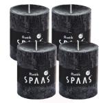 Spaas Stompkaars rustieke stomp kaars meerdere kleuren - in voordeelverpakking, mooi cadeau voor Kerstmis), rustieke look (6,8 cm Ø x 8 cm hoog, zwart)