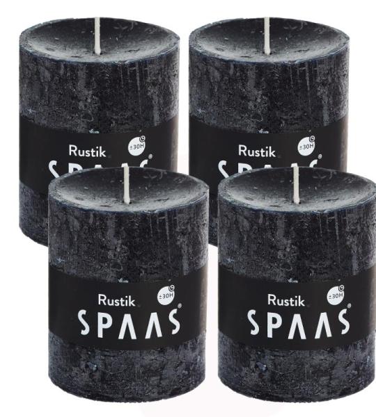 Spaas Stompkaars rustieke stomp kaars meerdere kleuren - in voordeelverpakking, mooi cadeau voor Kerstmis), rustieke look (6,8 cm Ø x 8 cm hoog, zwart)