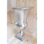Vaas, bloemenvaas, pokalvaas, decoratieve vaas, aluminium, zilver, groot, voor kunstbloemen en pampasgras, 56 cm