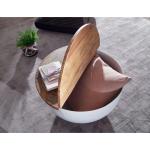 FineBuy Mango Salontafel, 60 x 34 x 60 cm, massief hout, metaal, industrieel rond, design woonkamertafel met opbergruimte, loungetafel, sofatafel, modern