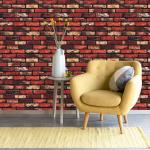 Rode Baksteen Kijken Zelfklevend Rol Schil en Plak Contact Papier Waterdicht Vinylfolie Muursticker voor Woonkamer Slaapkamer Decor 44.5x500cm