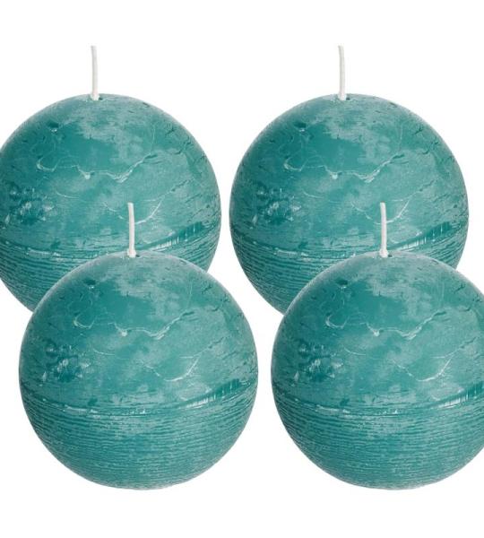 Spaas Stompkaars rustieke stomp kaars meerdere kleuren - in voordeelverpakking, mooi cadeau voor Kerstmis), rustieke look (kogelkaars Ø 8 cm, smaragd groen)