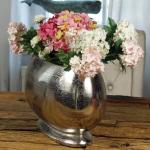 Vaas, bloemenvaas, pokalvaas, decoratieve vaas, aluminium, zilver, decoratie, modern, van metaal, woonkamer en keuken, 34 cm