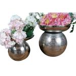 Vaas 2-delige set bloemenvaas pot pokalvaas decoratieve vaas aluminium zilver 19/21 cm