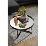 Koffietafel Glas en Metaal 78 x 42,5 x 78 cm Salontafel Goud en Zwart | Ronde Tafel Woonkamer Moderne | Glazen Tafel Bijzettafel Rond