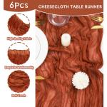 6 stuks kaasdoek tafelloper, terracotta tafelloper 55 x 300 cm, rustieke gaasstof, boho decoratie tafelloper, kaasdoek tafeldecoratie voor bruiloftsfeest, bruidsdouche, tafeldecora