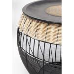Design bijzettafel African Drums (2/set), ronde, moderne tafelset, grote bijzettafel, koffietafel, nachtkastje, zwart-bruin (H/B/D) 42 x Ø 40 cm & 48 x Ø 46 cm