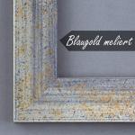 Monaco Fotolijst, 30 x 84 cm, blauwgoud gemêleerd, fotolijst in metaallook, geborsteld aluminium, posterlijst, verwisselbare lijst
