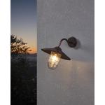 Buitenwandlamp Melgoa, 1 lichtpunt, wandlamp van verzinkt staal en glas, kleur: koperkleurig-antiek, fitting: E27, IP44