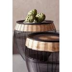 Design bijzettafel African Drums (2/set), ronde, moderne tafelset, grote bijzettafel, koffietafel, nachtkastje, zwart-bruin (H/B/D) 42 x Ø 40 cm & 48 x Ø 46 cm