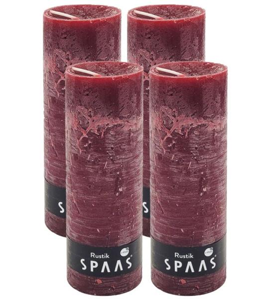 Spaas Stompkaars rustieke stomp kaars meerdere kleuren - in voordeelverpakking, mooi cadeau voor Kerstmis), rustieke look (6,8 cm Ø x 19 cm hoog, wijnrood)