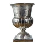Vaas, bloemenvaas, pokalvaas, decoratieve vaas, aluminium, zilver, luxe, decoratie, modern, van metaal, woonkamer en keuken, L 35 cm