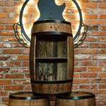 Houten vat huisbar met LED-verlichting - wijnkast in retro stijl - wijnvat bar - houten rek - houten bar 80 cm hoog - naaldhout - vatbare statafel en flessenstandaard (wengé)