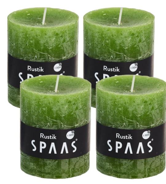 Spaas Stompkaars rustieke stomp kaars meerdere kleuren - in voordeelverpakking, mooi cadeau voor Kerstmis), rustieke look (6,8 cm Ø x 8 cm hoog, olijfgroen)