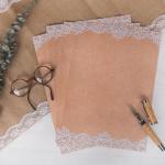 50 vellen briefpapier, naturel, wit, dubbelzijdig 100 g, kraftpapier, DIN A4, 100 g, vintage