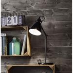 Tafellamp Priddy, 1-pits vintage tafellamp in industrieel design, retro lamp, nachtkastje bedlamp van staal, kleur: zwart, wit, fitting: E27, incl schakelaar